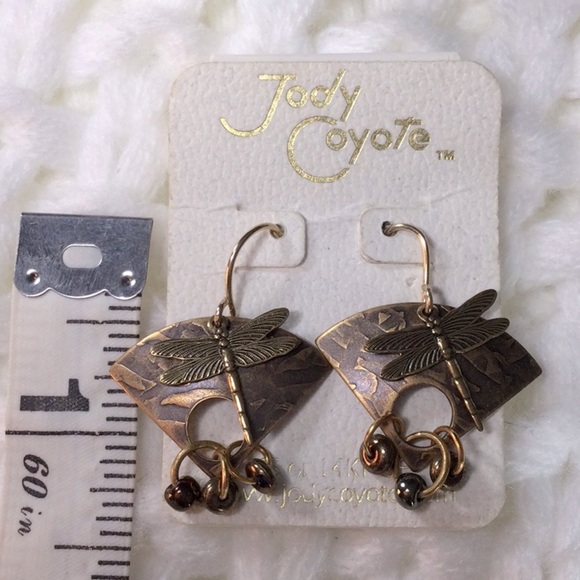 14k gold plated Jody Coyote dragonfly earrings - Picture 4 of 5
